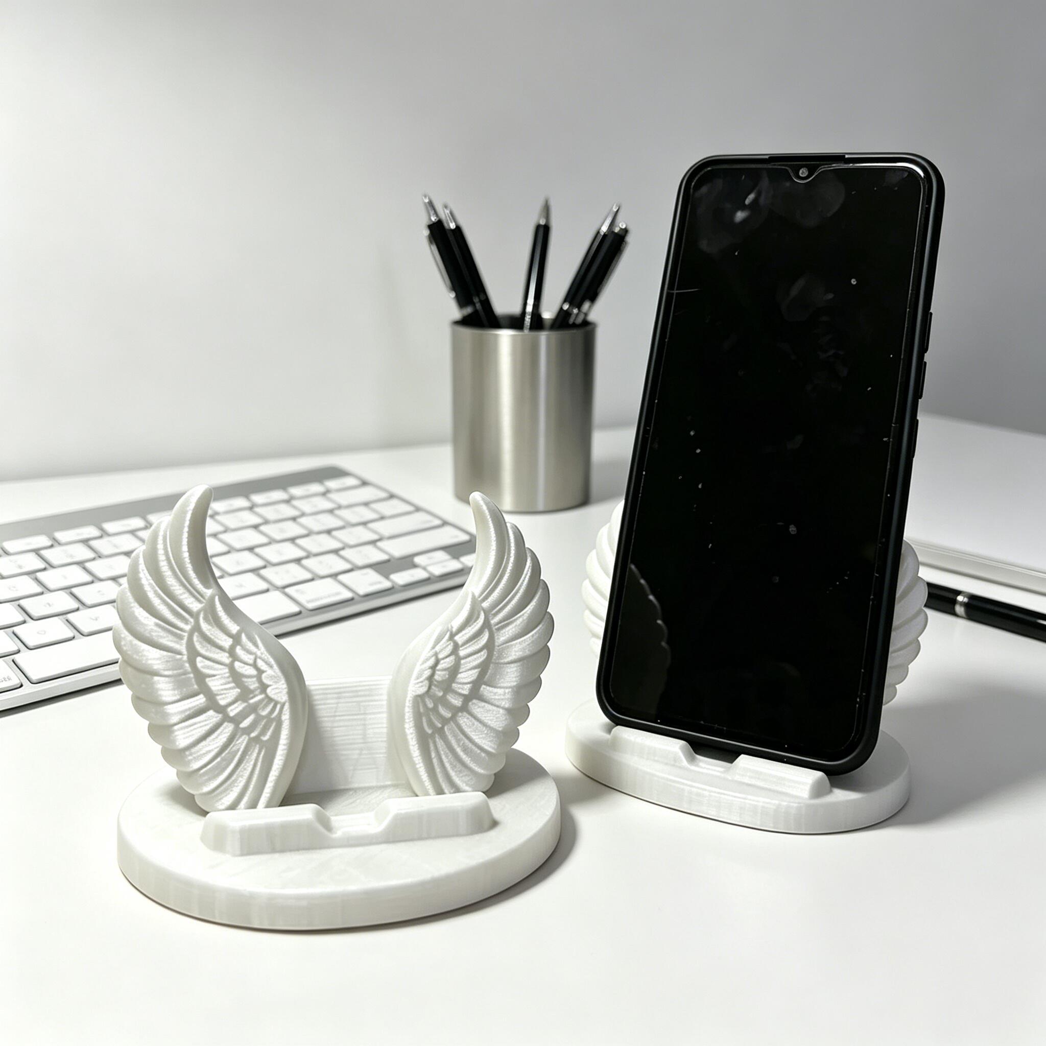 3D Printing Tablet - ที่วางโทรศัพท์รูปปีกนางฟ้าพิมพ์ 3 มิติ ดีไซน์สร้างสรรค์ เหมาะสำหรับตกแต่งห้องนอน ห้องน้ำ