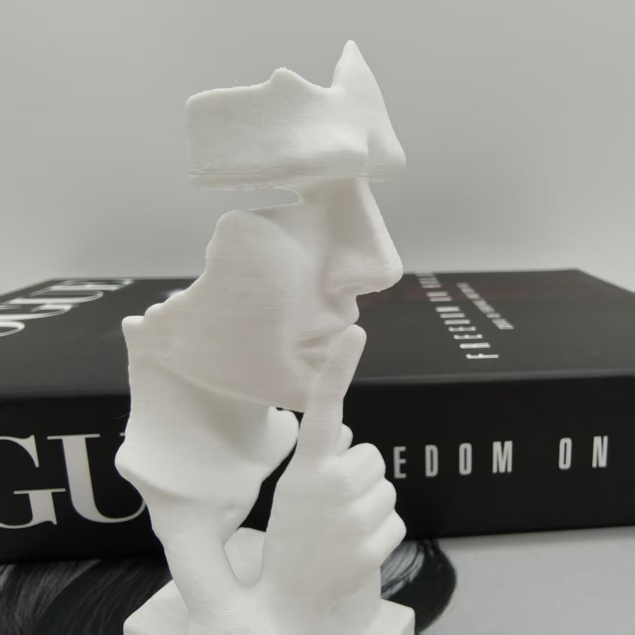 3D Printing Household Items - รูปปั้นนักคิด, รูปปั้นศิลปะนามธรรม ความเงียบคือทอง, พลาสติกทนทานพิมพ์ 3 มิติ,