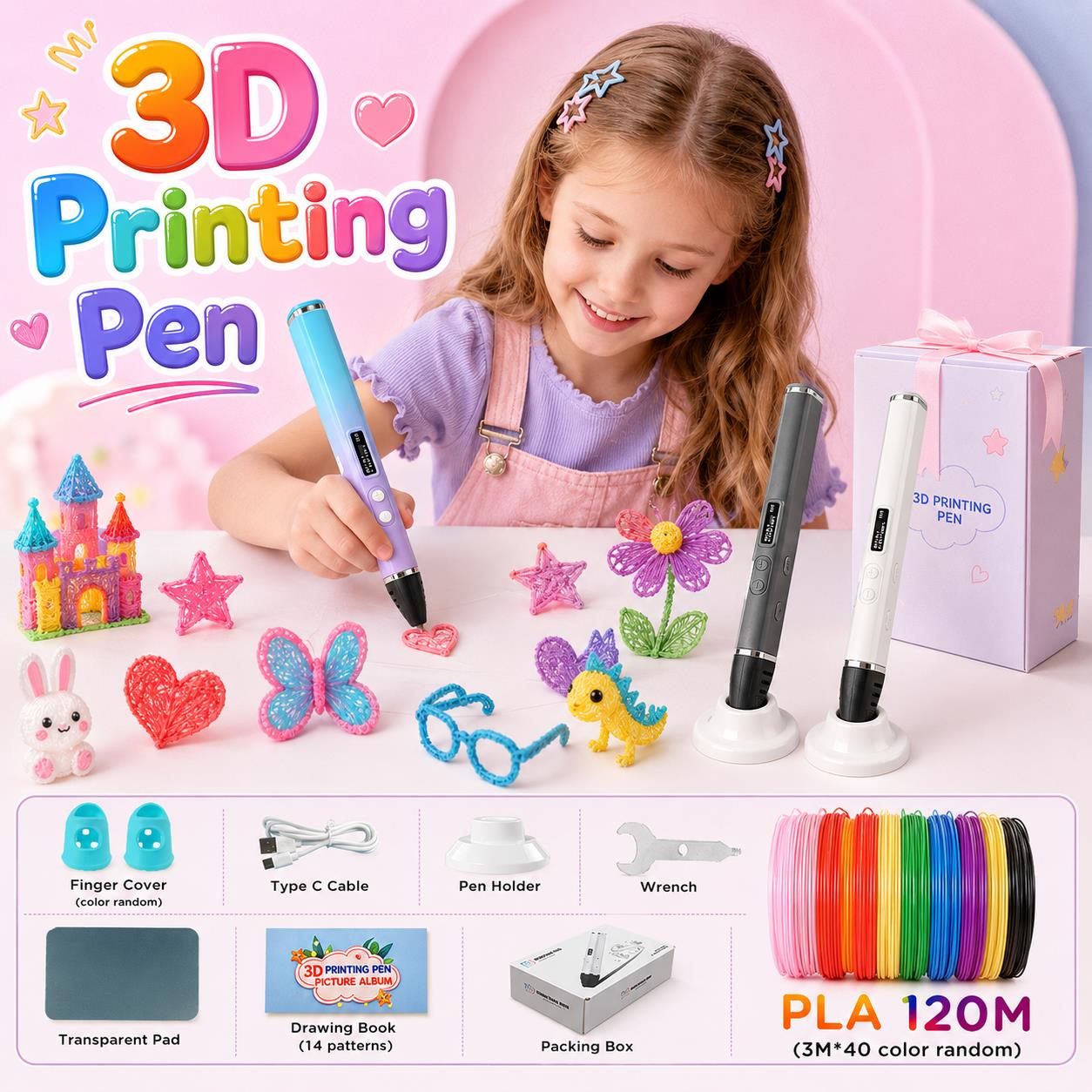 3D Printing Filament - ปากกาพิมพ์ 3 มิติ สำหรับเด็ก พร้อมพอร์ตชาร์จ Type-C