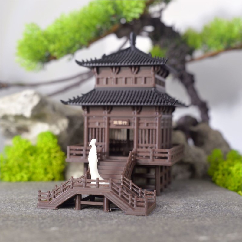 3D Printing Article - เครื่องประดับสถาปัตยกรรมย้อนยุคศาลาสไตล์จีนโบราณพิมพ์ลาย3D ภูมิทัศน์ไมโครกระถางดอกไม้บอนไซตกแต่ง ZF31หอคอย
