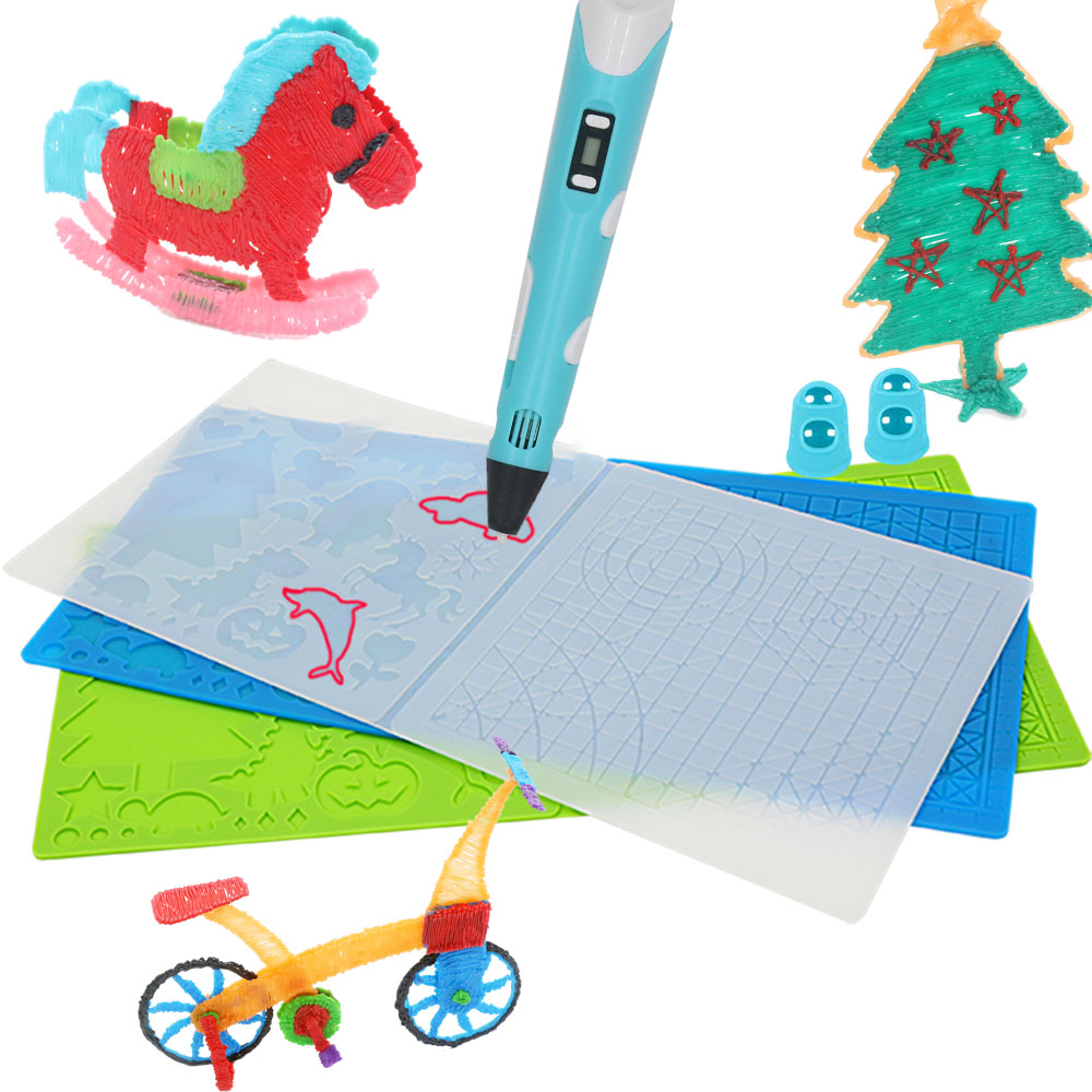 3D Printing Pen For Adults - 3D การพิมพ์ปากกาซิลิโคนออกแบบพร้อม 2 นิ้วป้องกันแม่แบบเครื่องมือซิลิโคน Pad เครื่องมือสําหรับเด็กผู้ใหญ่