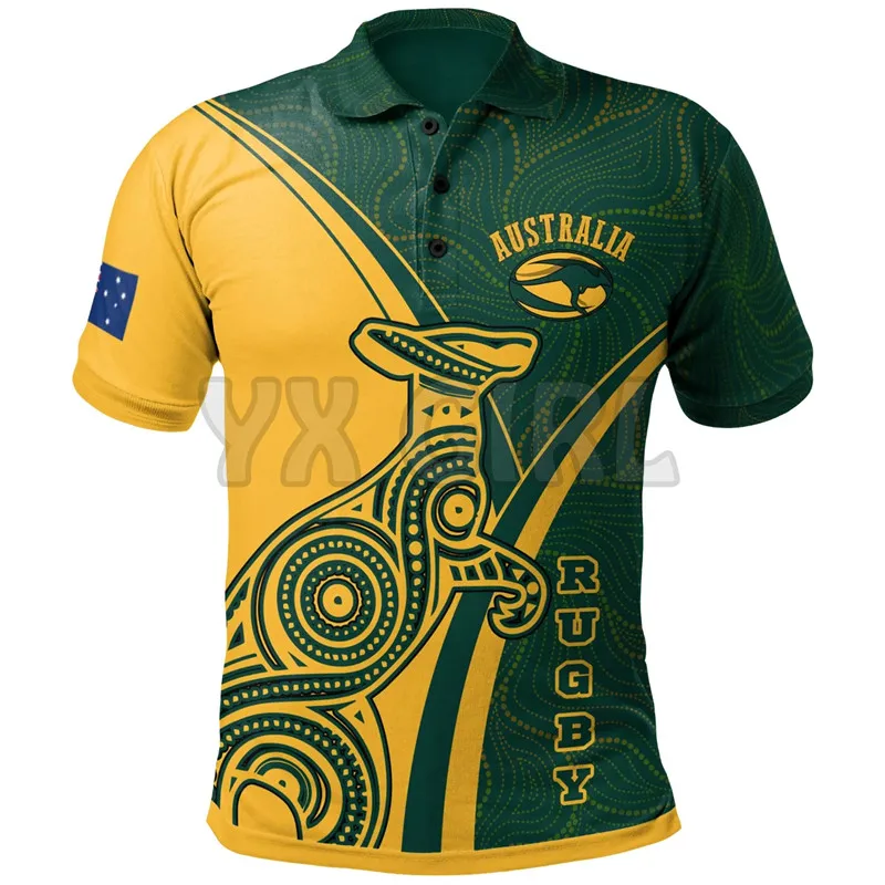 3D Printing Services - เสื้อเชิ้ตฤดูร้อนสำหรับผู้หญิงและผู้ชาย ลายวอลลาบี้ รักบี้ จิงโจ้ และลายชนเผ่า 3