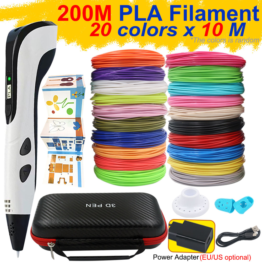 3D Printing Filament - ปากกาพิมพ์ 3 มิติสำหรับเด็ก พร้อมอะแดปเตอร์ไฟฟ้า หน้าจอ LCD