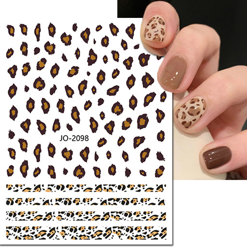 3D Printing Glue Stick - เล็บ 3d Decals สีชมพูสีฟ้าสีน้ําตาลสีเสือดาวพิมพ์กาว Sliders สติ๊กเกอร์เล็บตกแต่งสําหรับเล็บ