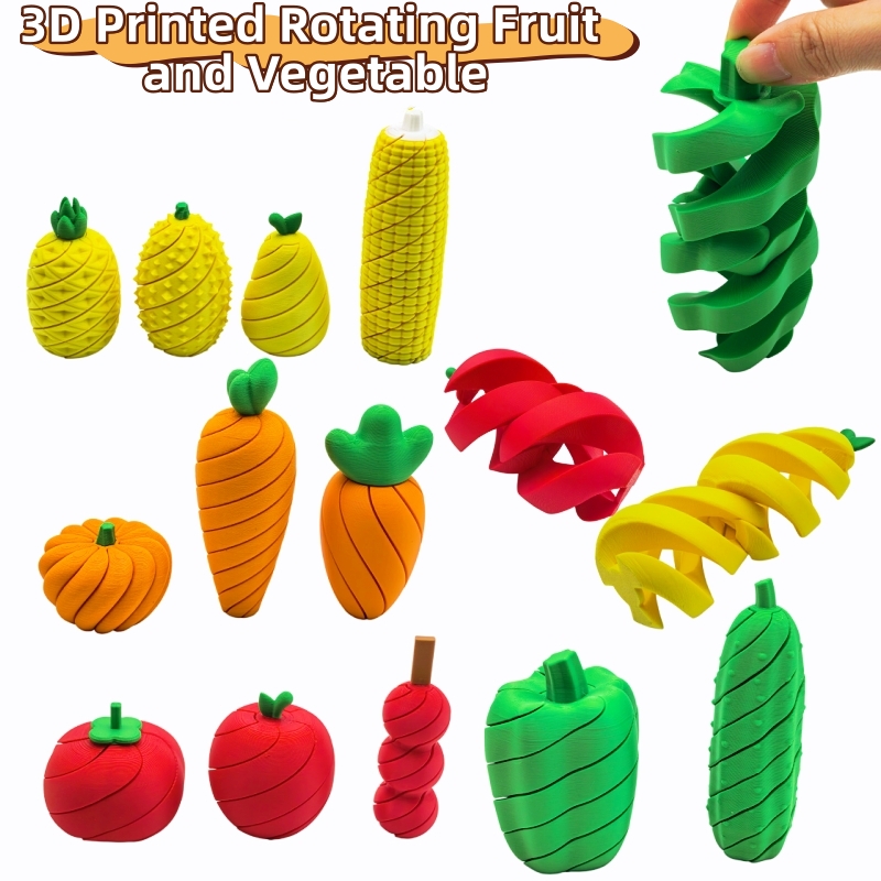 3D Printing Household Items - ชุดของเล่นบรรเทาความเครียดรูปผลไม้และผักพิมพ์ 3 มิติ หมุนได้ ใช้ตกแต่งบ้าน งานปาร์ตี้