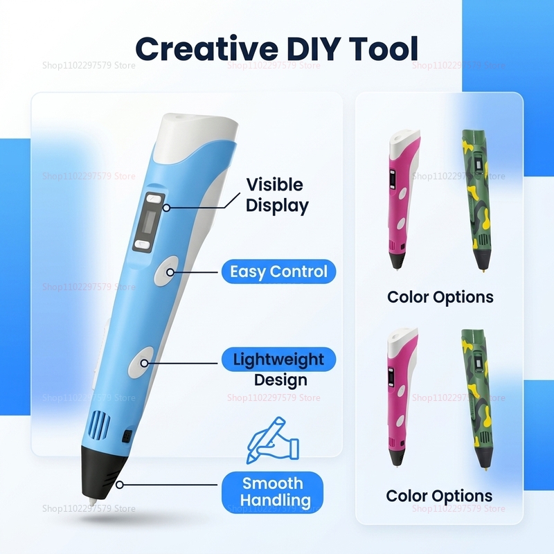 ปากกาพิมพ์ 3 มิติ พร้อมไส้พลาส - 3D Printing Pen For Adults บทวิจารณ์และราคา